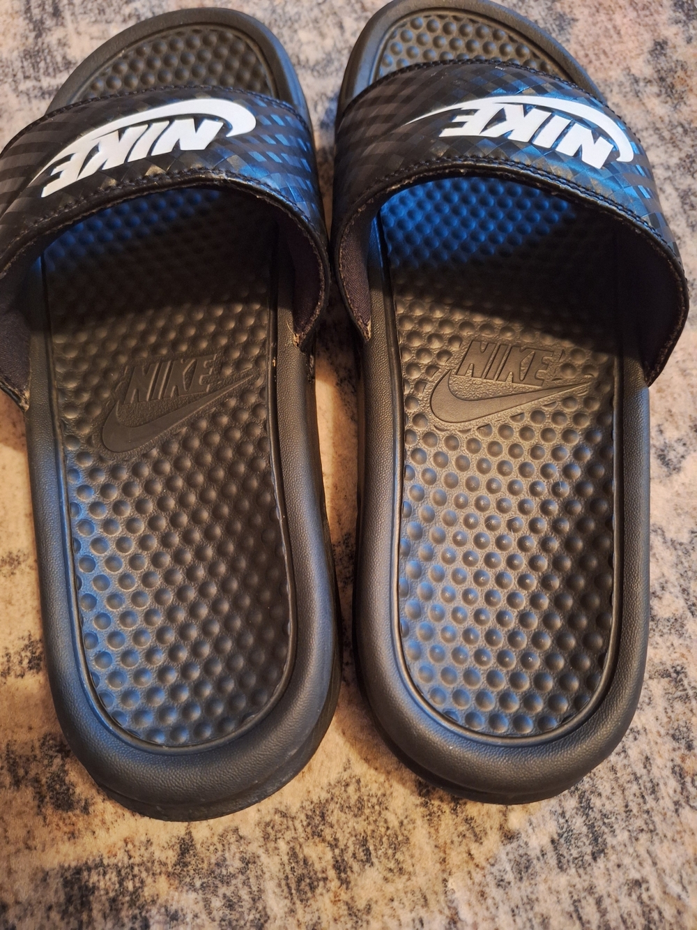Womens Nike Black Slides with White Swoosh. SZ 8 - Picture 2 of 8